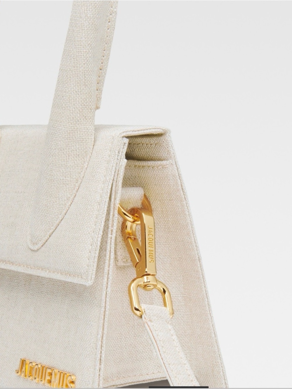 Jacquemus Cream Le Chiquito linen-effect mini tote with gold logo - Picture 3 of 3